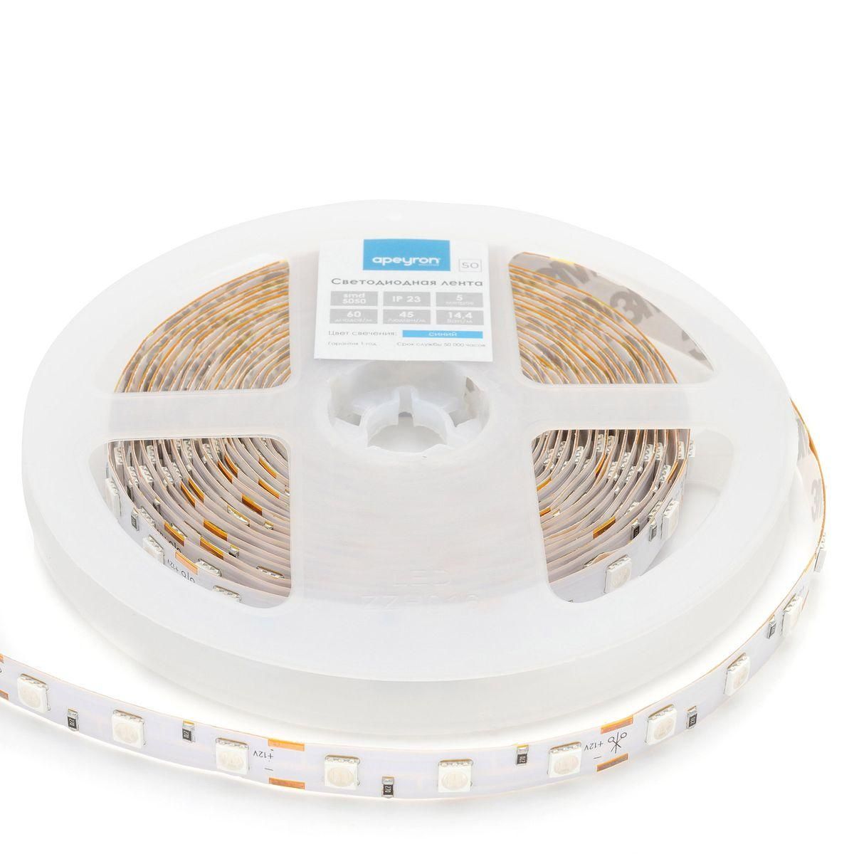 Лента светодиодная СТ smd5050 60д/м 12В IP20 5м красный Apeyron - Фото 9