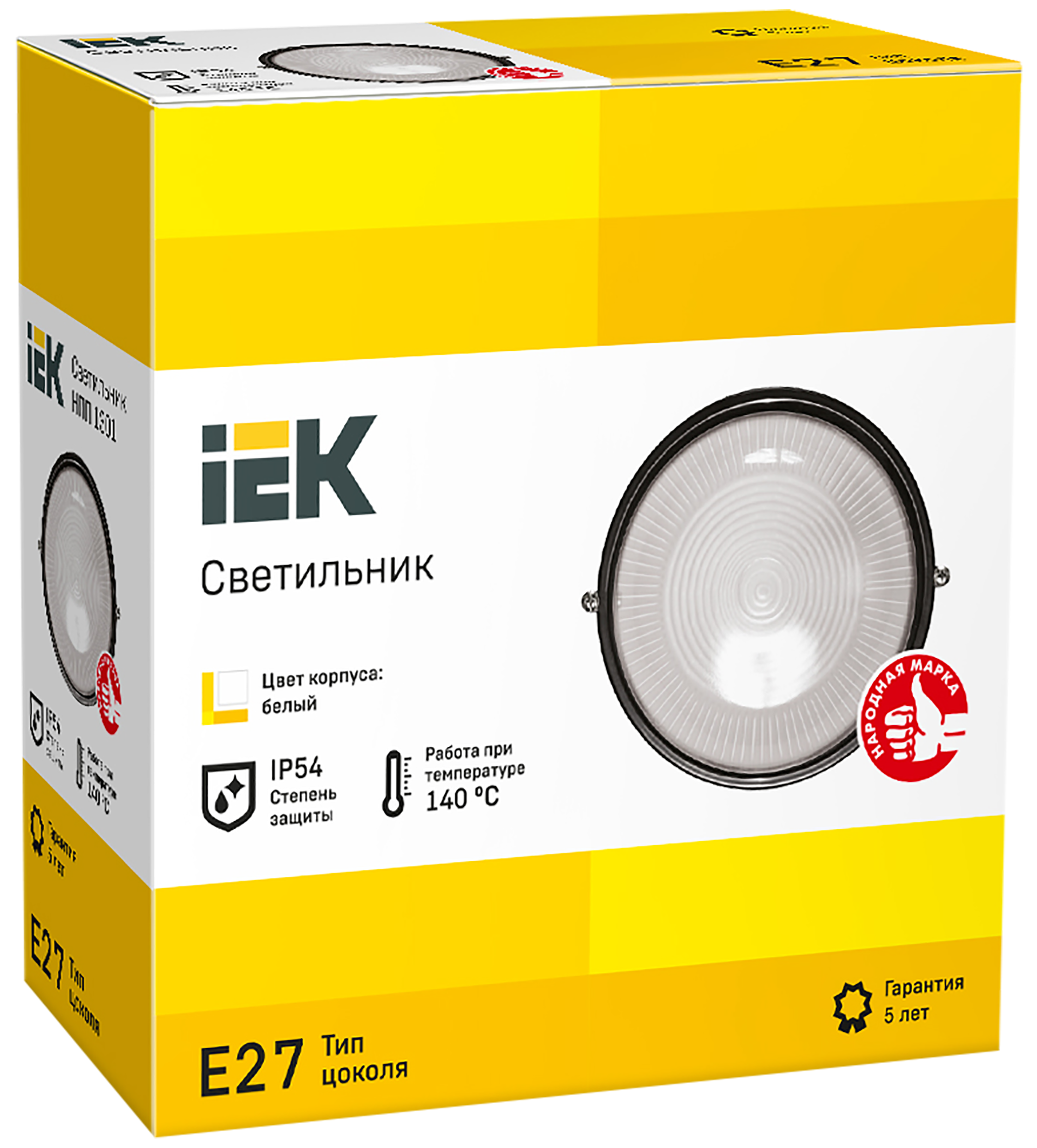 Светильник НПП1301 круг 60Вт IP54 белый IEK - Фото 2