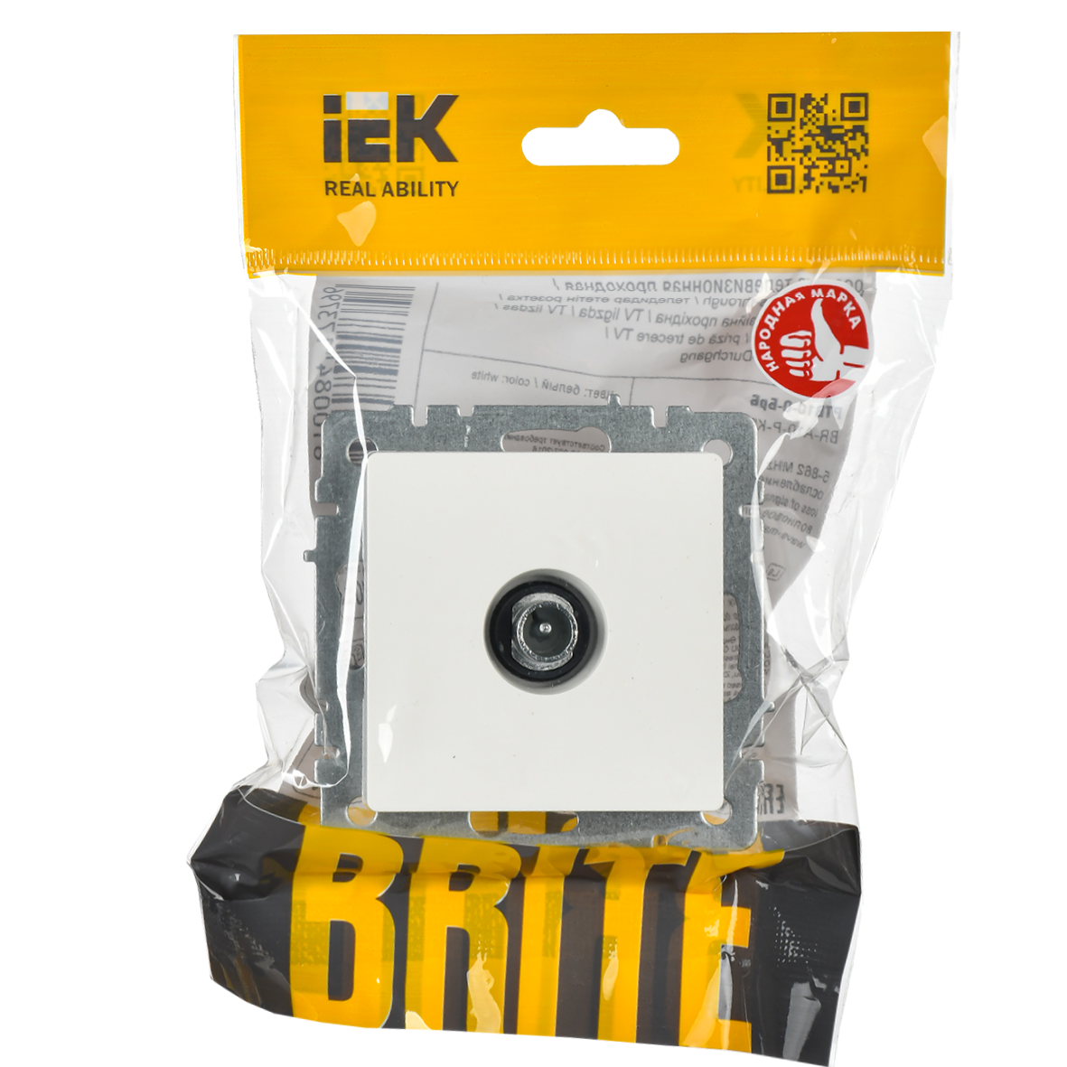 BRITE Розетка TV проходная РТВ10-0-БрБ белый IEK - Фото 4