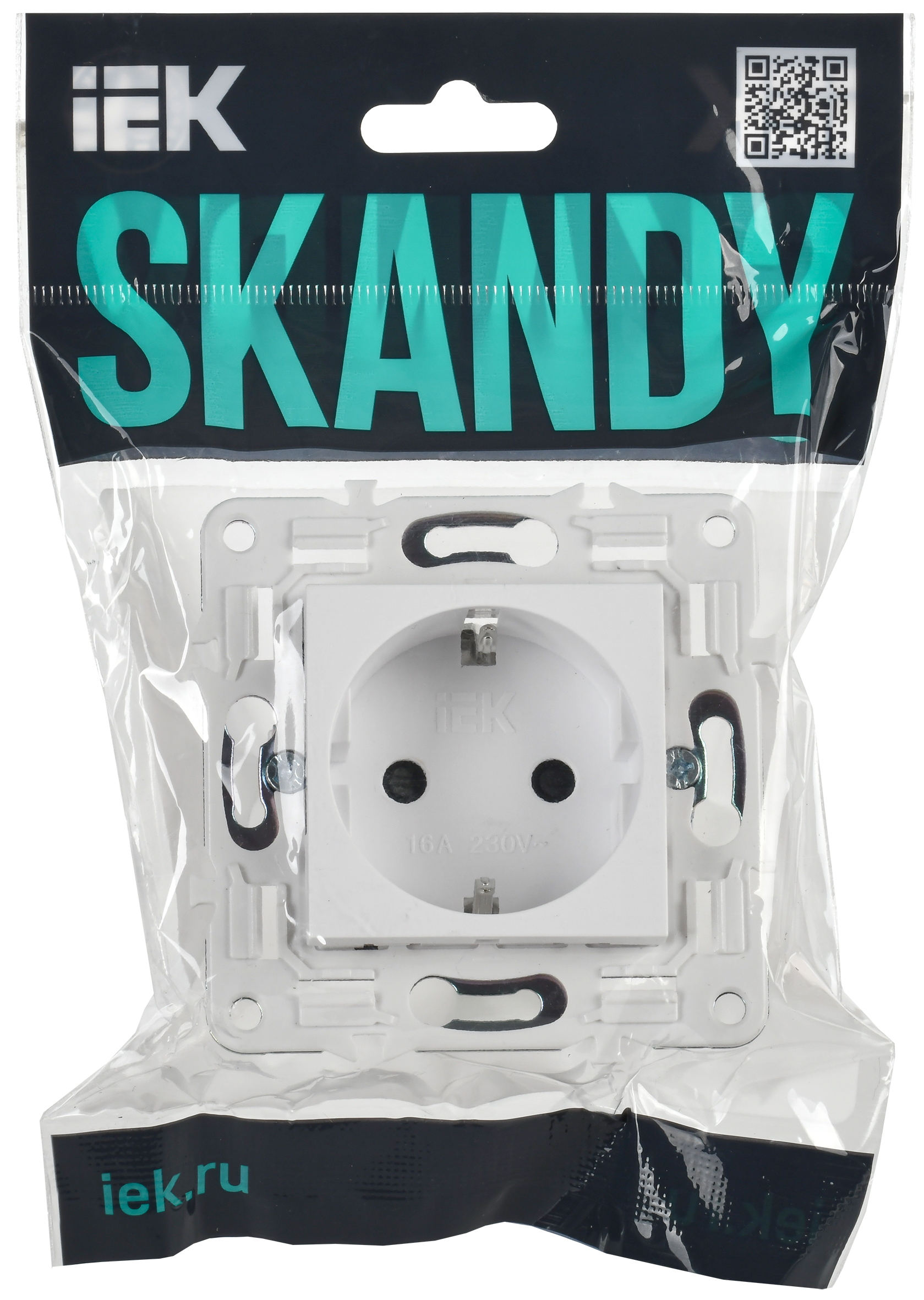 SKANDY Розетка с заземлением с защитными шторками 16А SK-R04W арктический белый IEK - Фото 2