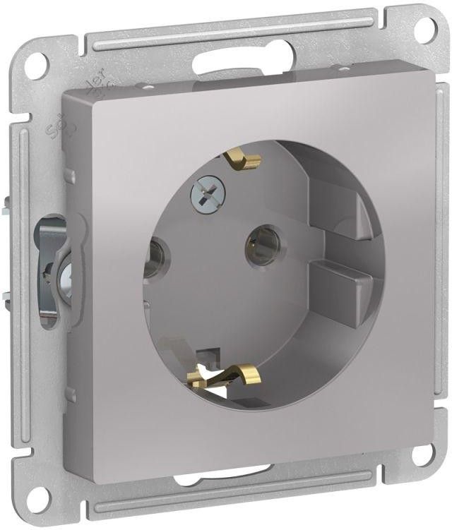 Розетка 1-м СП AtlasDesign 16А IP20 с заземл. механизм алюм. SE ATN000343