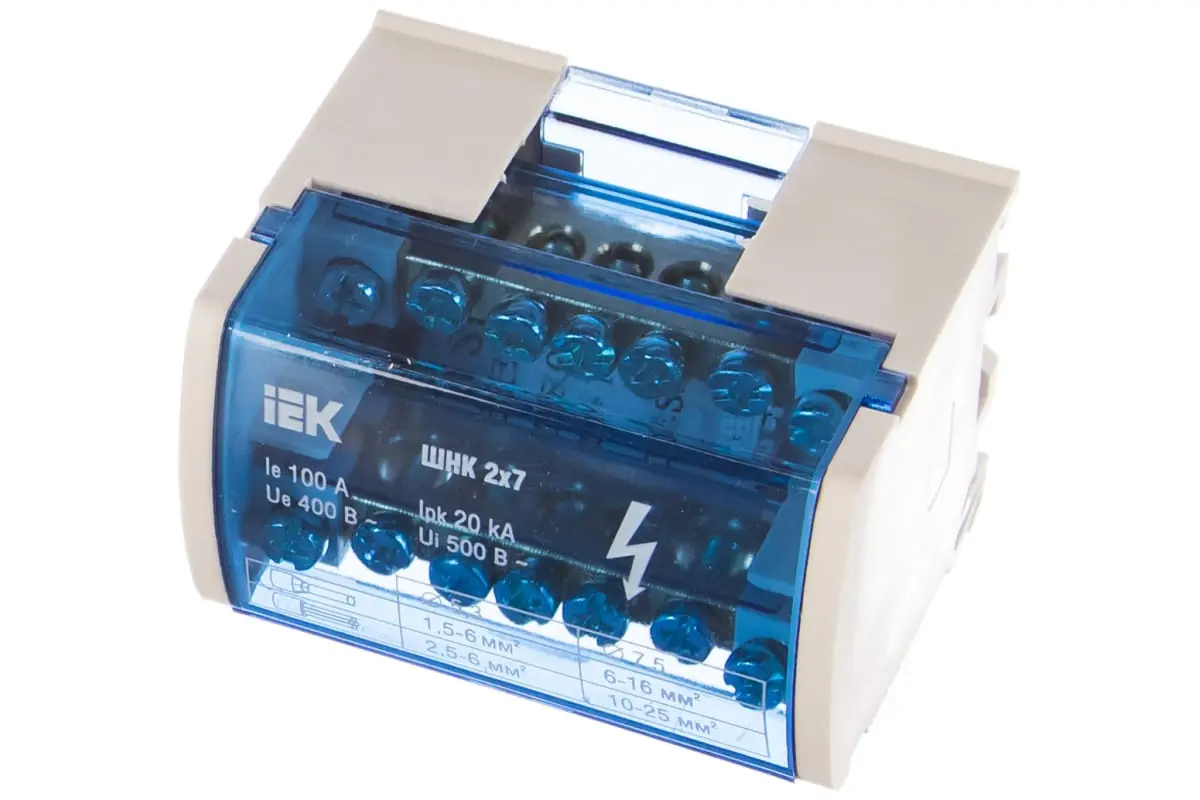Шины на DIN-рейку в корпусе (кросс-модуль) 2х7 L+PEN