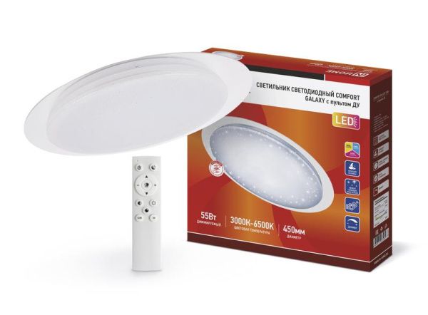Светильник светодиодный COMFORT GALAXY 55Вт 230В 3000-6500К 4400лм 450х70мм с пультом ДУ IN HOME 469