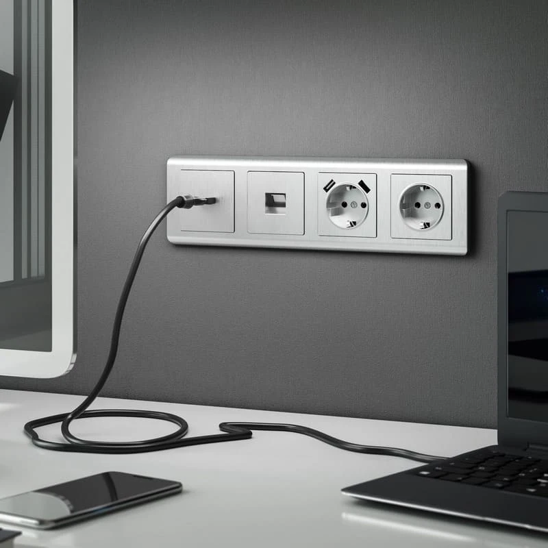 Розетка Ethernet RJ-45 (cеребряный рифленый) Werkel - Фото 3