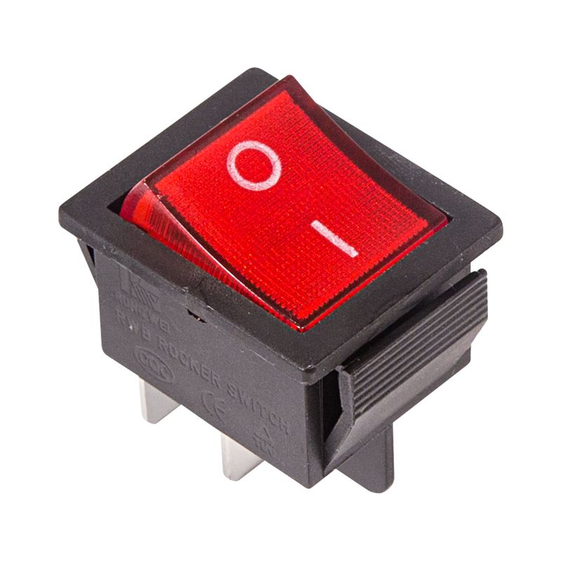 Выключатель клавишный 250V 16А (4с) ON-OFF красный  с подсветкой (RWB-502, SC-767, IRS-201-1)  REXANT (в упак. 1шт.) - Фото 2