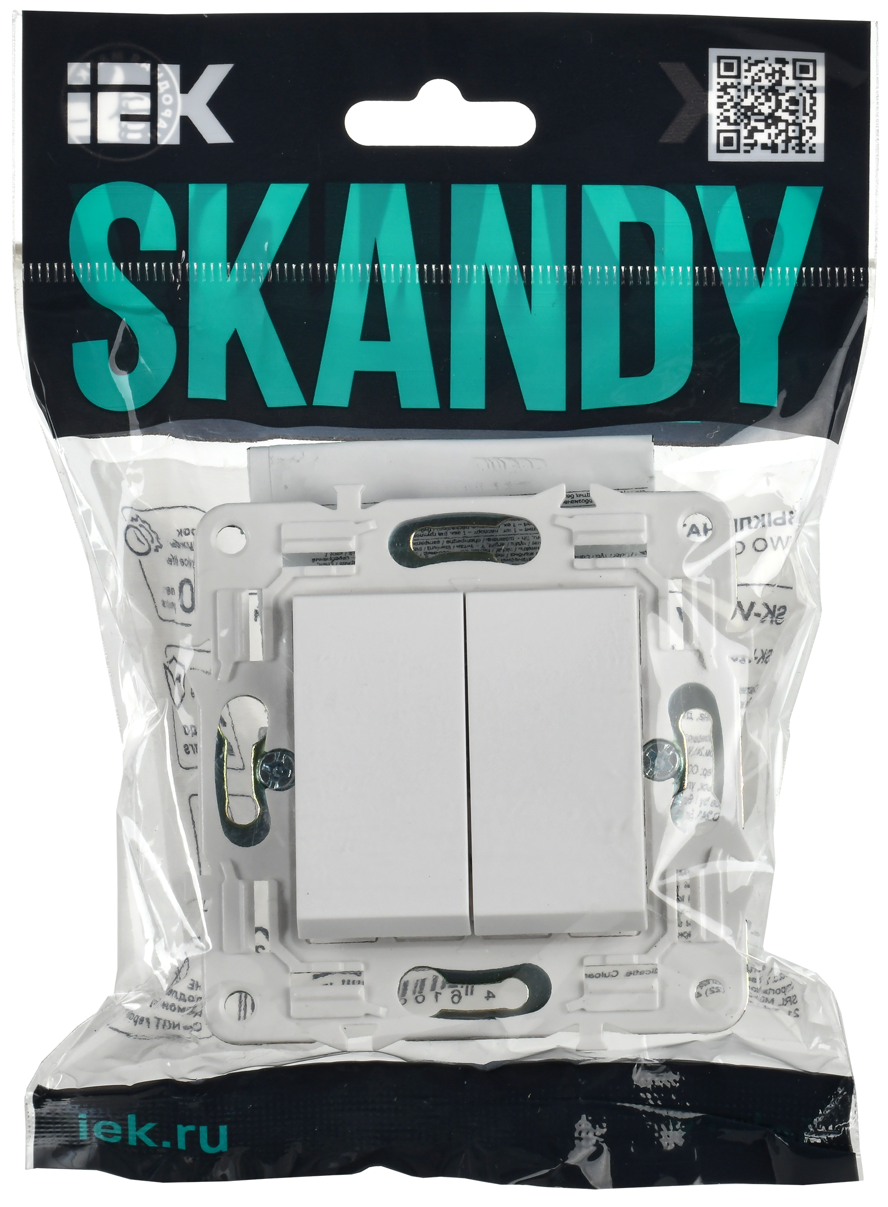 SKANDY Выключатель 2-клавишный проходной 10А SK-V05W арктический белый IEK - Фото 2