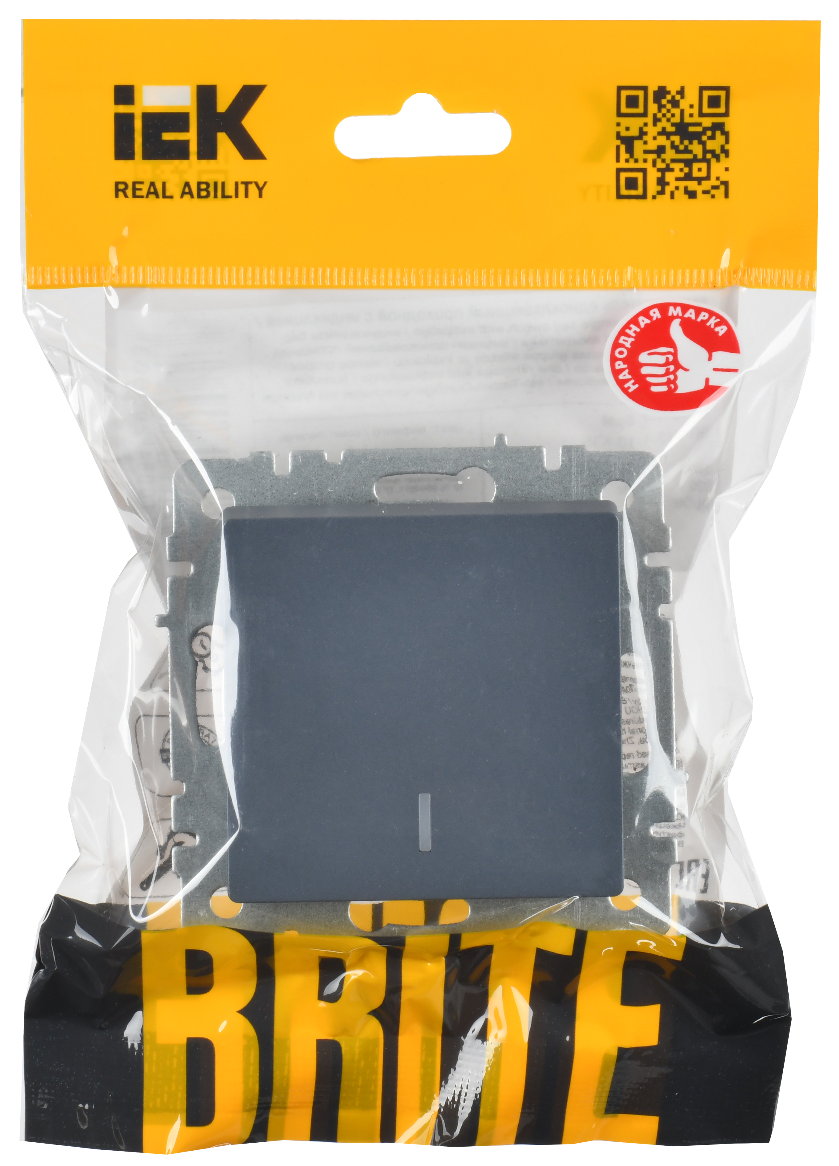 BRITE Выключатель 1-клавишный проходной с индикацией 10А ВС10-1-7-БрМ маренго IEK - Фото 2