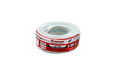 Кабель коаксиальный SAT 703B, 75Ом, Cu/Al/Cu, 75%, 20м, INDOOR, белый REXANT - Фото 2