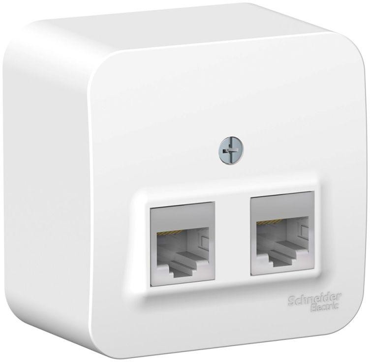Розетка компьютерная 2-м ОП Blanca RJ45 кат.5E с изолир. пластиной бел. SE BLNIA045451