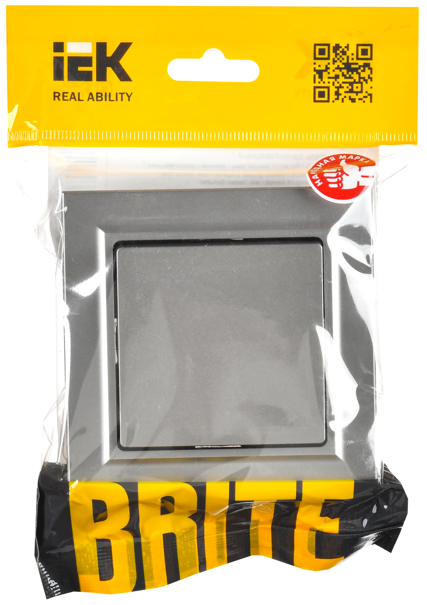 BRITE Выключатель 1-клавишный 10А в сборе ВСР10-1-0-БрС сталь IEK - Фото 2