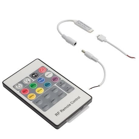 Мини-контроллер RGB 12/24В, 72/144Вт, 3 канала*2 А, RF, пульт кнопочный, РФ, размер 50*13*4мм 04-18 - Фото 2