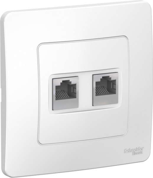 Розетка компьютерная + телефонная 2-м СП Blanca RJ45 кат.5E + RJ11 бел. SE BLNIS045111 - Фото 3