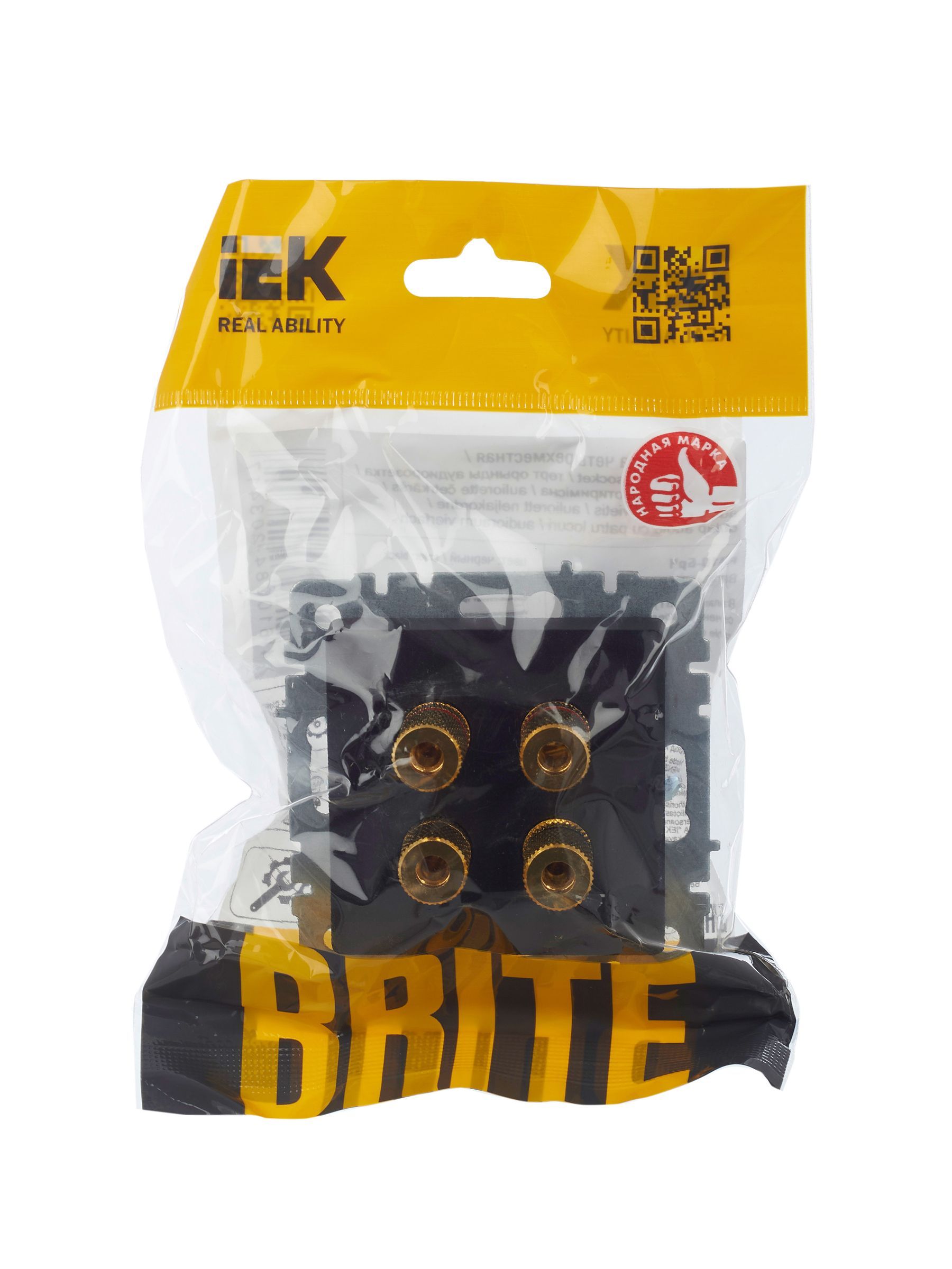 BRITE Аудиорозетка 4-местная РА10-БрЧ черный IEK - Фото 6