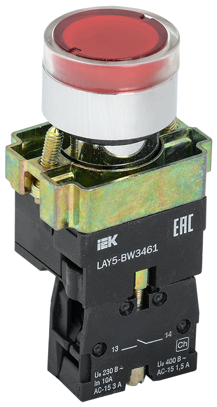 Кнопка управления LAY5-BW3461 с подсветкой красный 1з IEK