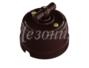 Выключатель ретро пластиковый поворотный на четыре положения (2-х клавишный), IP20, цвет - коричневы