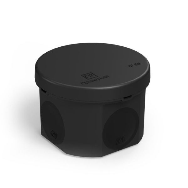 Коробка для прямого монтажа о/п 70х50 IP66 ЧЕРНАЯ безгалогенная (HF) (168шт/кор) Промрукав