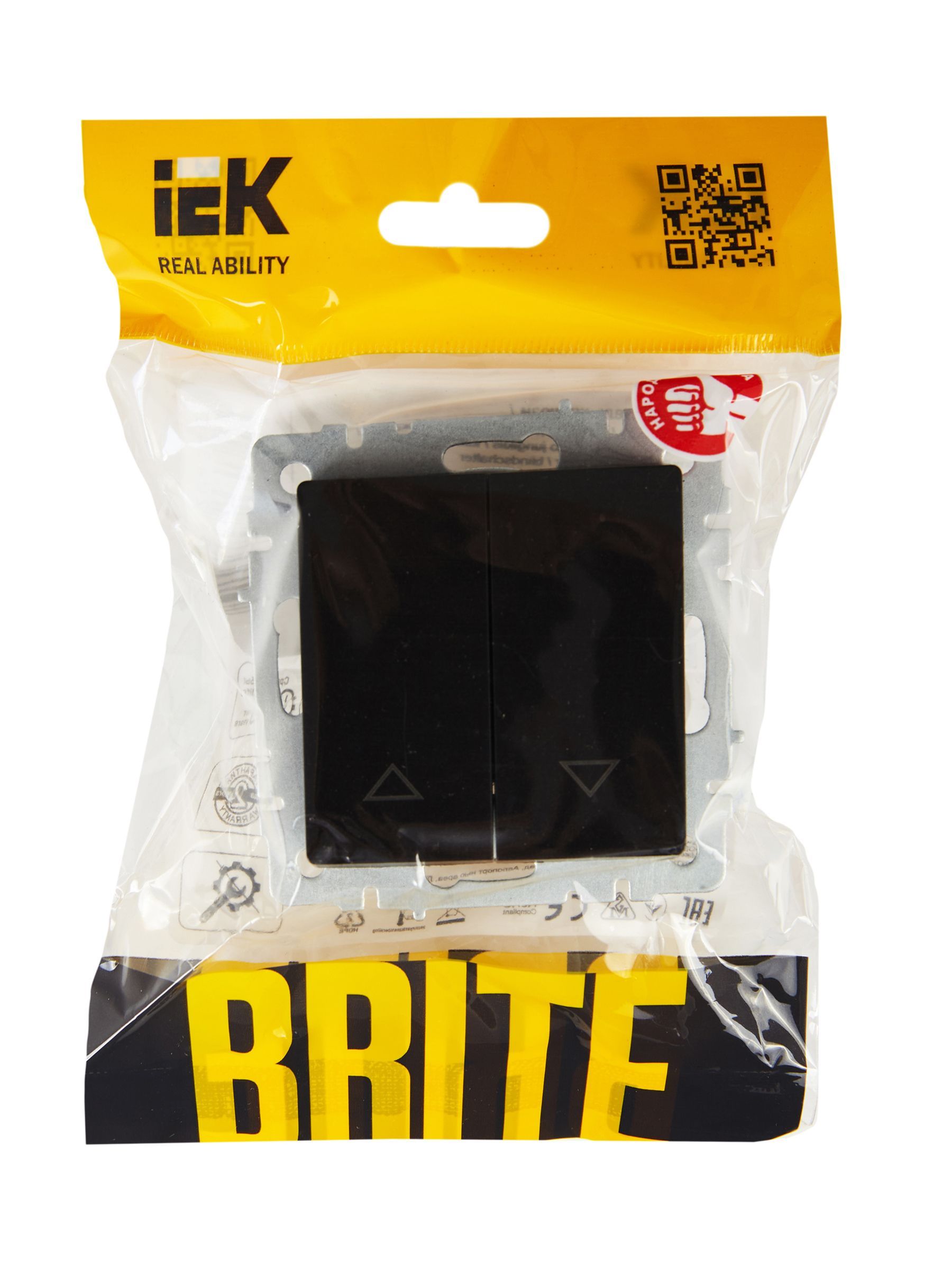 BRITE Выключатель жалюзи 10А ВС10-1-5-БрЧ черный IEK - Фото 5
