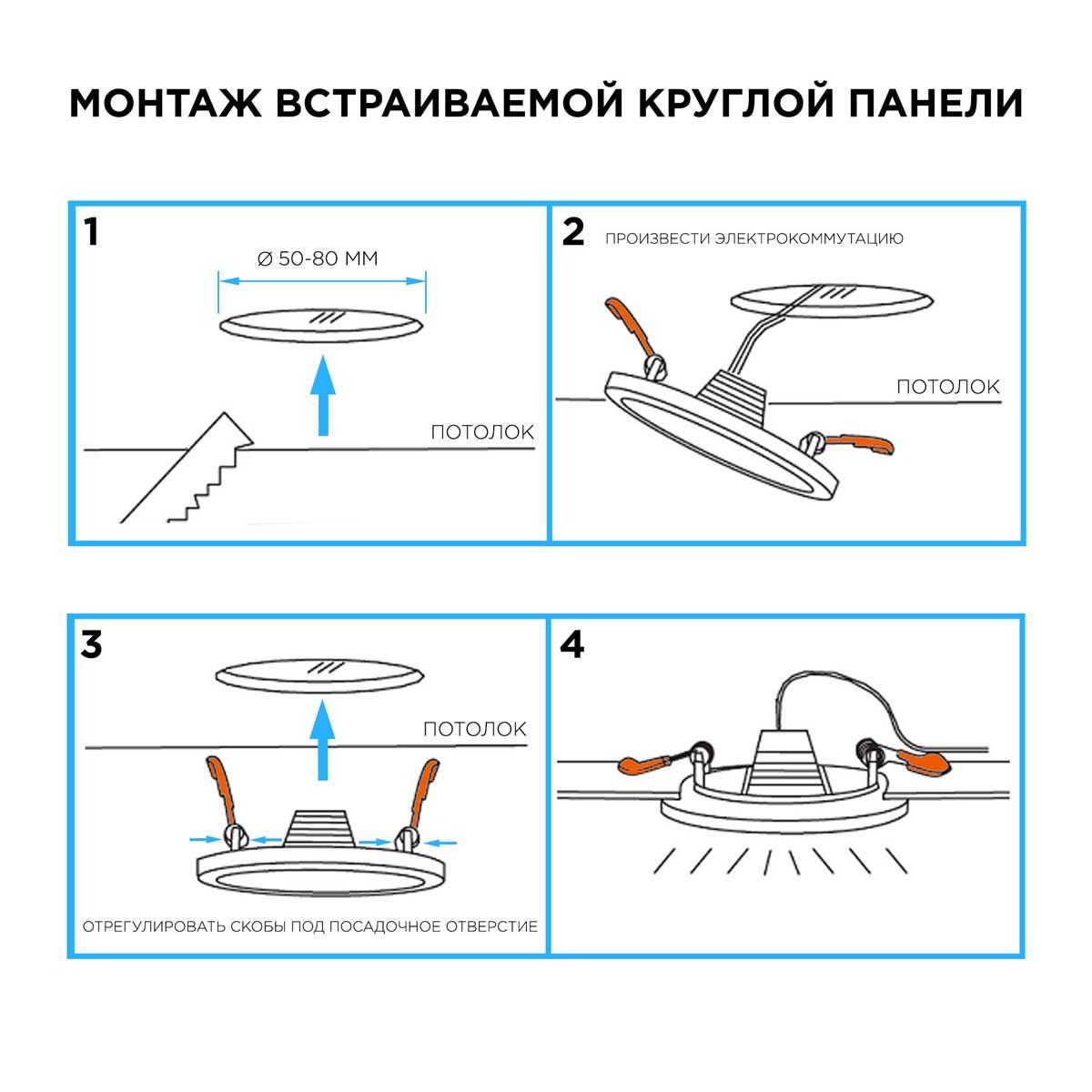 Панель светодиодная встраиваемая круглая 8Вт, 750Лм, Ø115х20мм,4500К, Apeyron - Фото 35