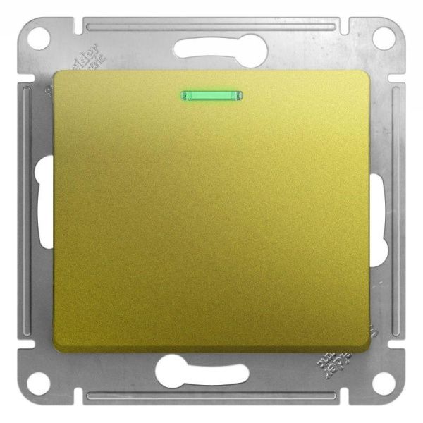 Переключатель проходной 1-кл. СП Glossa 10А IP20 (сх. 6а) 10AX механизм с подсветкой фисташк. SE GSL