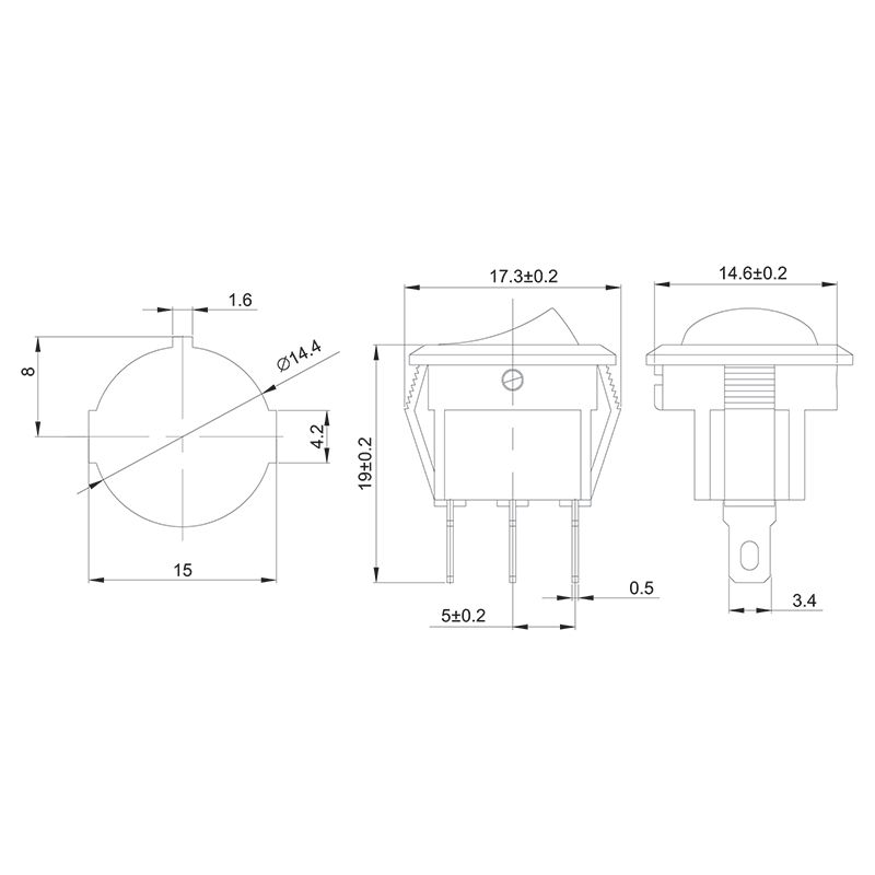 Выключатель клавишный круглый 250V 3А (3с) ON-OFF красный с подсветкой Micro (RWB-106, SC-214) REXANT - Фото 2