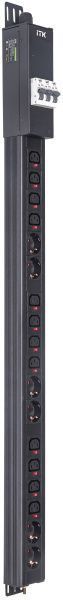 ITK BASE PDU вертикальный PV1114 24U 3 фазы 16А 6 розеток SCHUKO (немецкий стандарт) + 12 розеток C13 с клеммной колодкой и кабелем 3м вилка IEC60309 