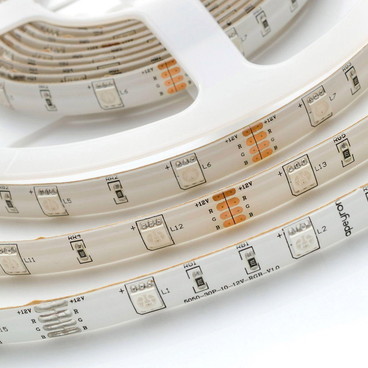 Лента светодиодная СТ smd5050 30д/м 12В IP65 5м RGB Apeyron - Фото 3