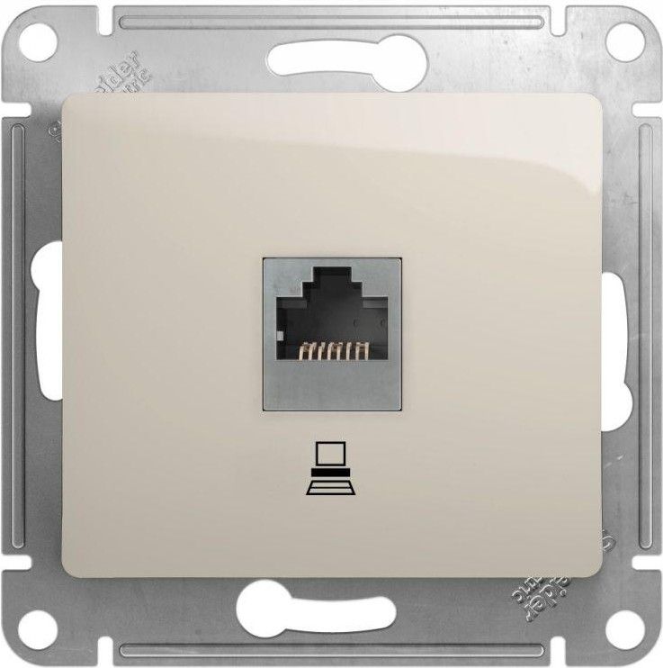 Розетка компьютерная 1-м Glossa RJ45 кат.5E механизм молочн. SE GSL000981K
