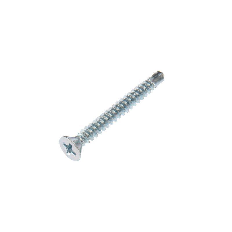 Саморез оконный KRANZ сверло, 3.9х35, белый цинк,  пакет (20шт.) 1504-3935-4