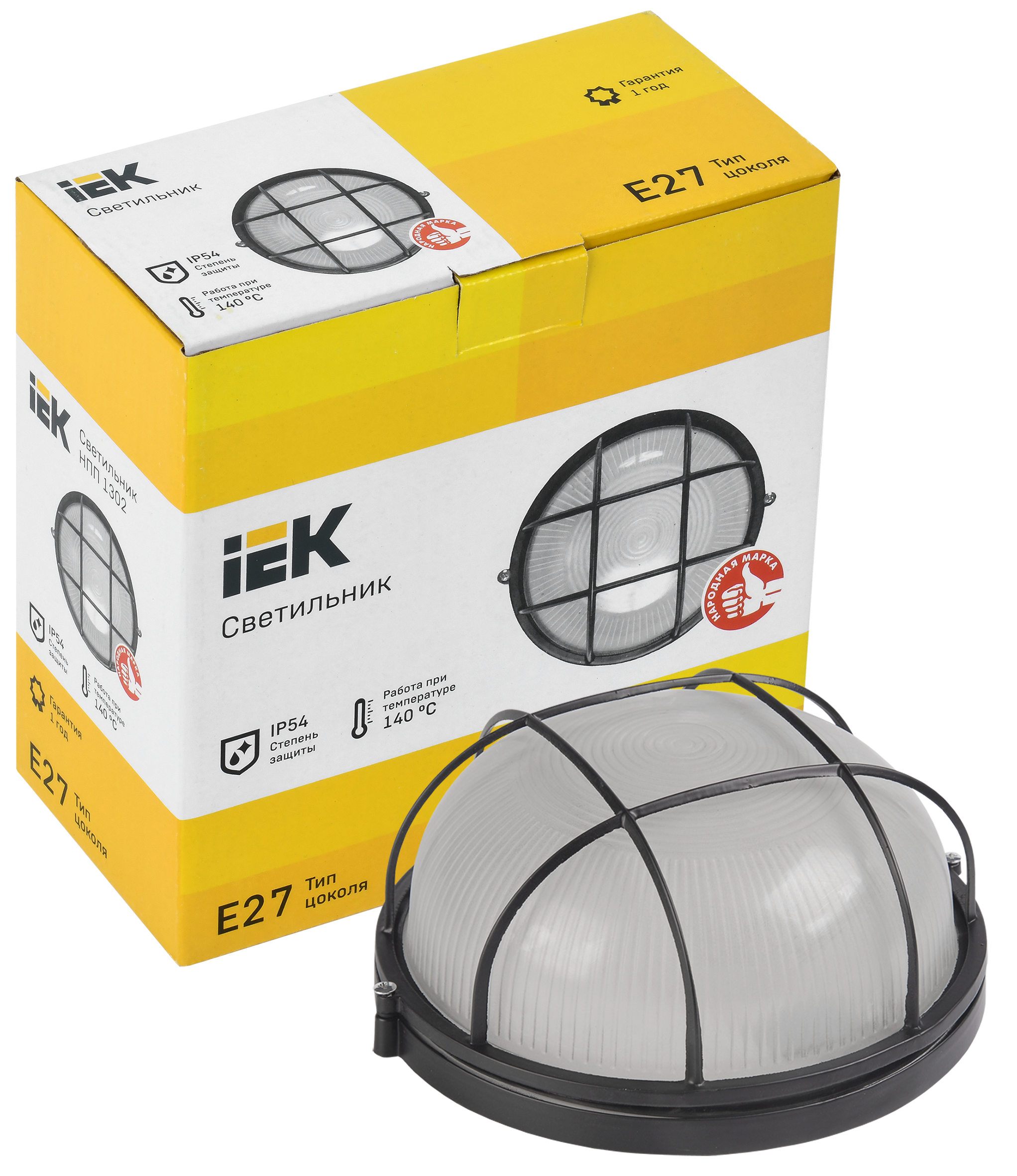 Светильник НПП1302 круг с решеткой 60Вт IP54 черный IEK - Фото 3