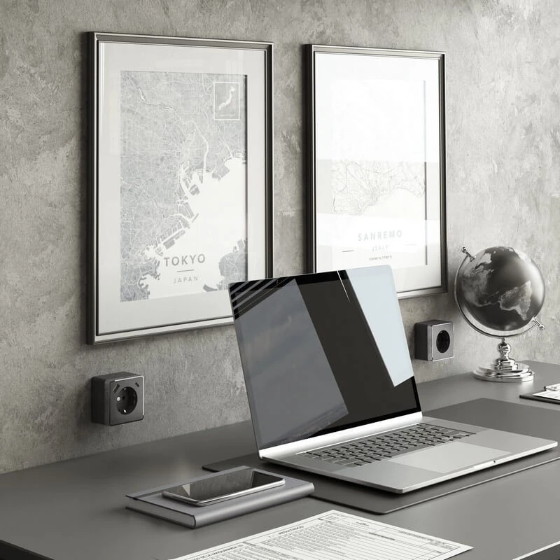 Розетка с заземлением, шторками и USB тип A+C Gallant (графит рифленый) Werkel - Фото 3