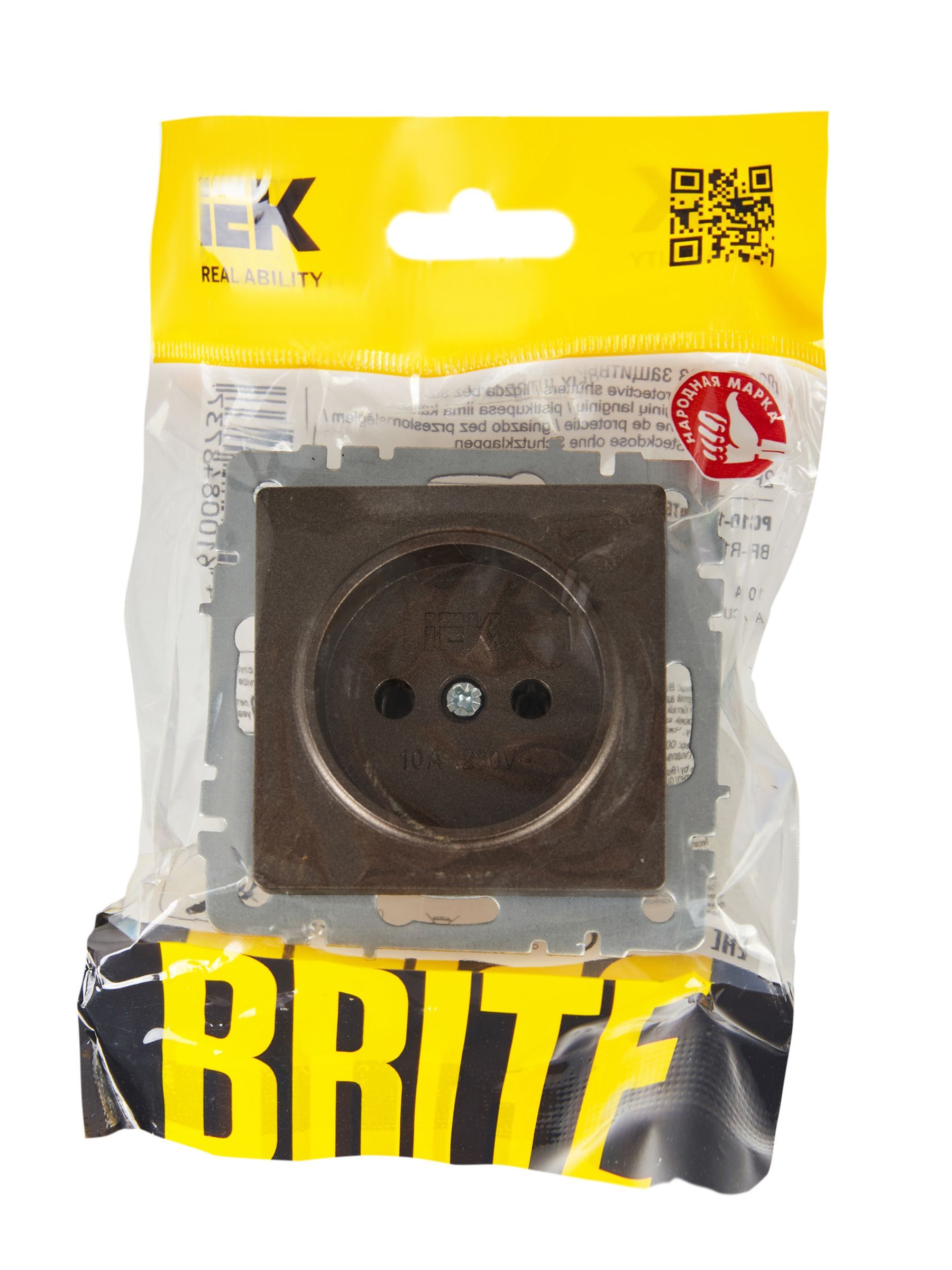 BRITE Розетка 1-местная без заземления без защитных шторок 10А РС10-1-0-БрТБ темная бронза IEK - Фото 6