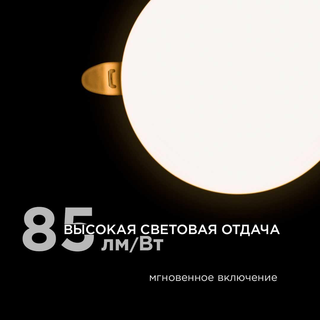 Панель светодиодная встраиваемая безрамочная FLP, 12Вт (8Вт+4Вт), 230В/50Гц, 1020лм, 2700К, IP20, ø1 - Фото 11