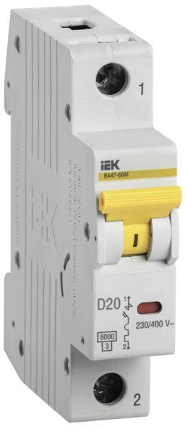 Выключатель автоматический ВА47-60 1Р 20А 6кА D IEK