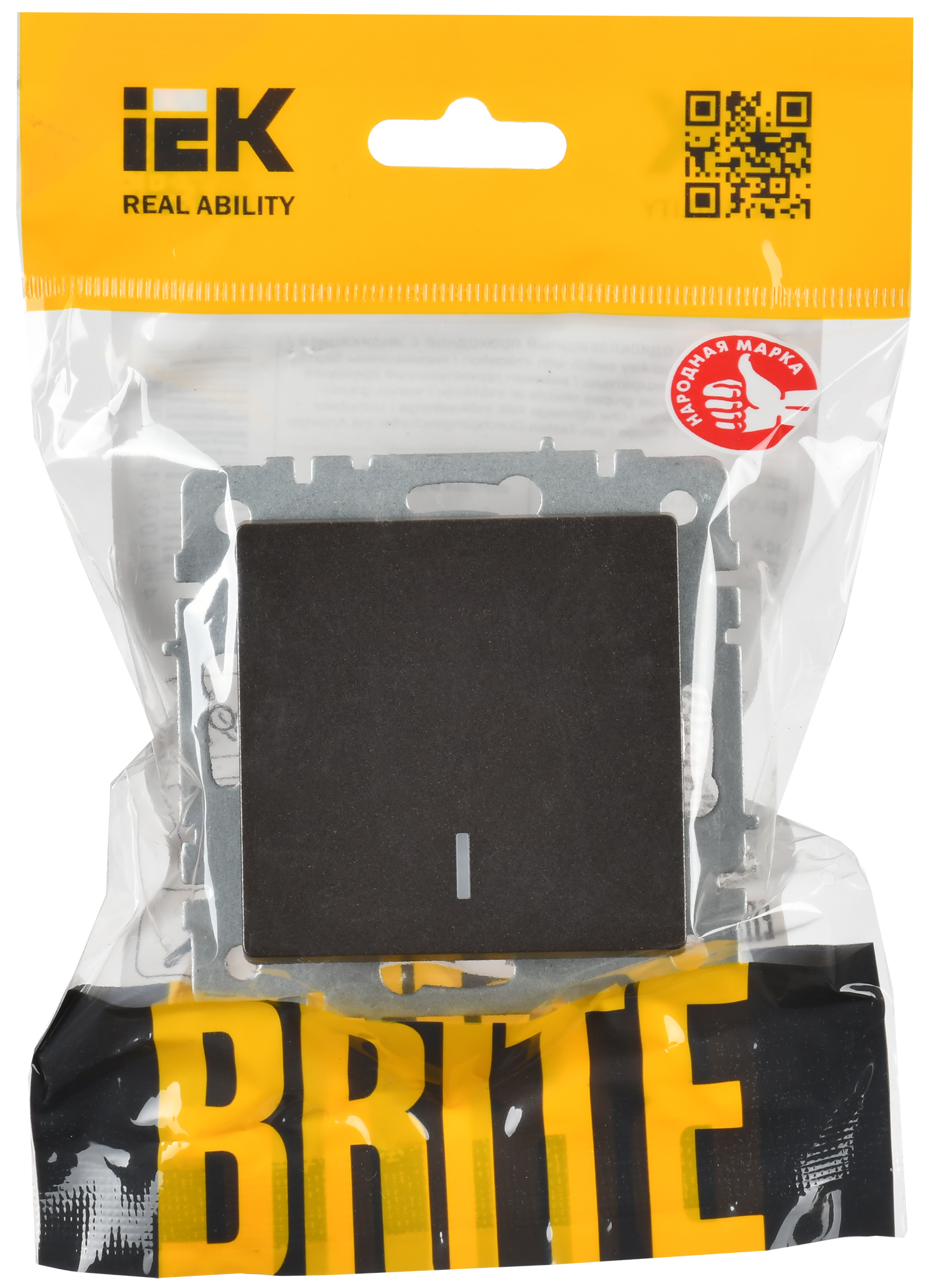 BRITE Выключатель 1-клавишный проходной с индикацией 10А ВС10-1-7-БрТБ темная бронза IEK - Фото 2