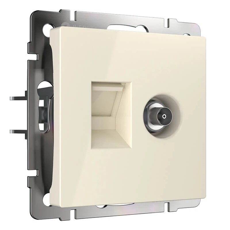 Розетка ТВ+Ethernet RJ-45 6 cat.(слоновая кость) Werkel