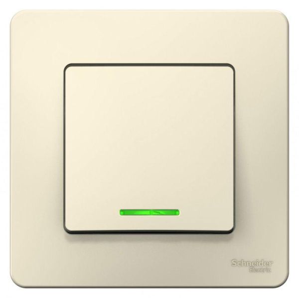 Выключатель 1-кл. СП Blanca 6А IP20 (сх. 1) 250В с подсветкой молочн. SE BLNVS006112