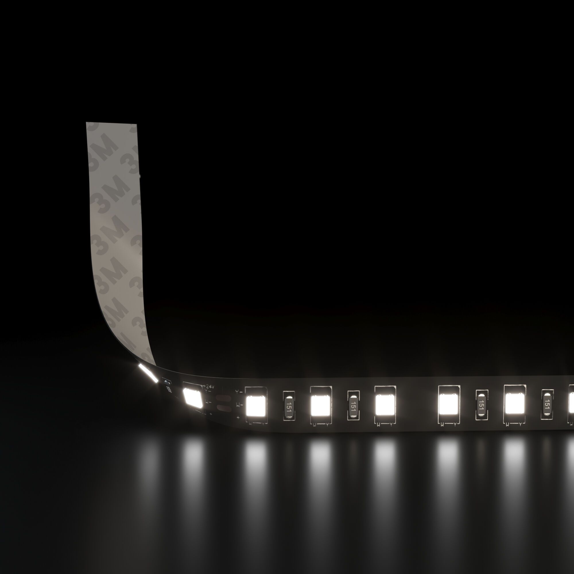Лента светодиодная 120Led 9,6W IP20 6500K холодный белый (2835 24V 120Led 9,6W IP20 Black) 2835 24V  - Фото 2