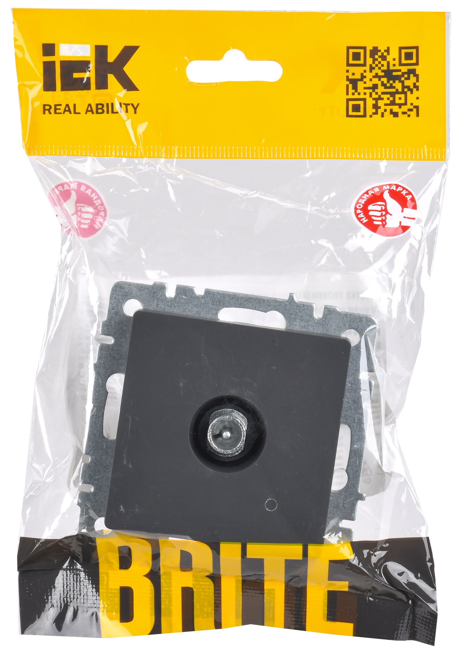 BRITE Розетка TV проходная РТВ10-0-БрГ графит IEK - Фото 2