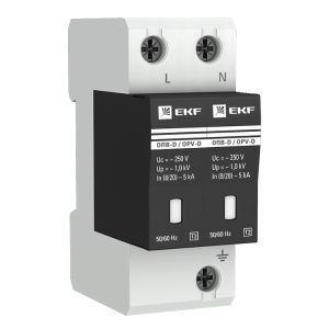 Ограничитель импульсных напряжений ОПВ-D/2P In 5кА 275В с сигн. EKF opv-d2