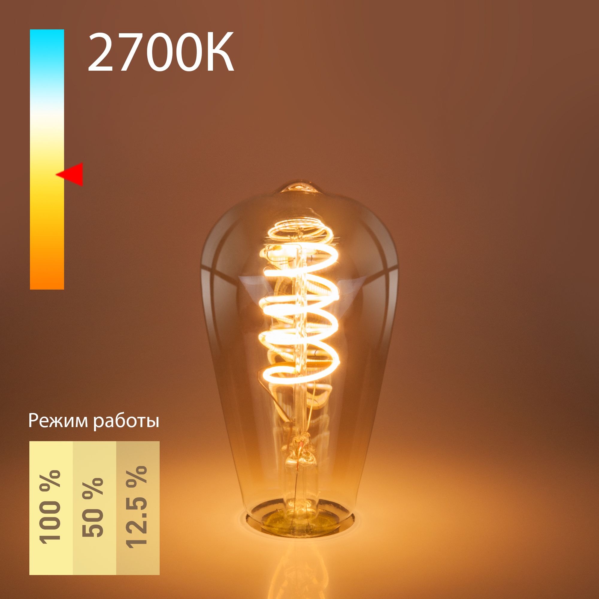 Лампа светодиодная филаментная Dimmable 5W 2700K E27 (ST64 тонированный) BLE2746 Elektrostandard