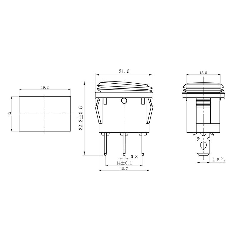 Выключатель клавишный 250V 6А (3с) ON-OFF красный с подсветкой Mini ВЛАГОЗАЩИТА (KCD1-201-4W) REXANT - Фото 3