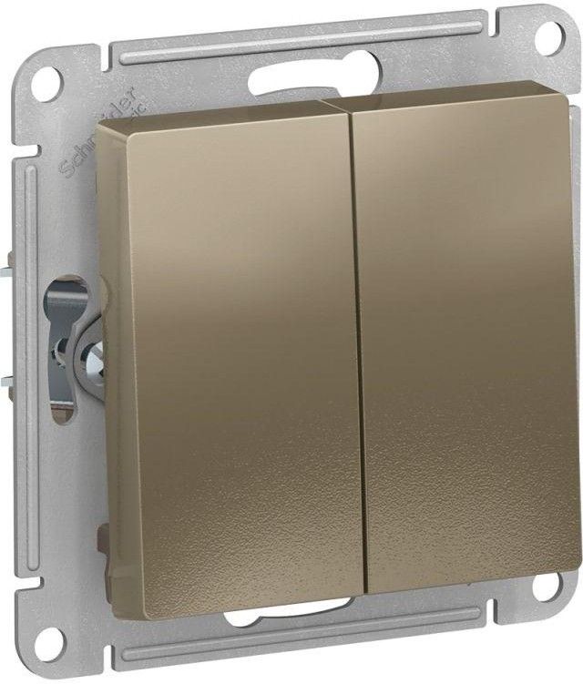 Выключатель 2-кл. СП AtlasDesign 10А IP20 (сх. 5) 10AX механизм шампань SE ATN000551