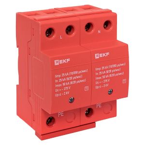 УЗИП Класс 1 Iimp 25kA (10/350μs) 2P EKF spd-t1-2p
