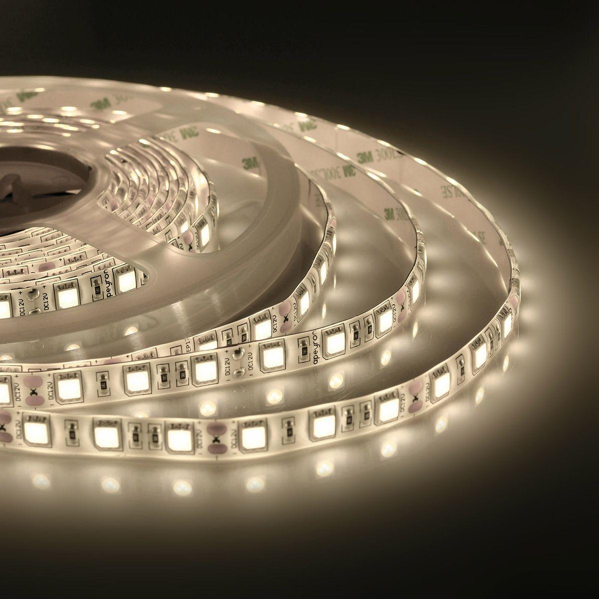 Лента светодиодная СТ smd5050 60д/м 12В 3000К IP65 5м Apeyron