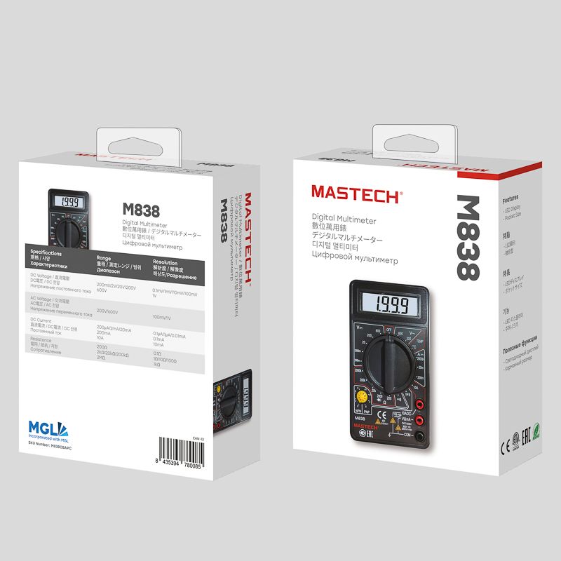 Портативный мультиметр M838 MASTECH - Фото 3
