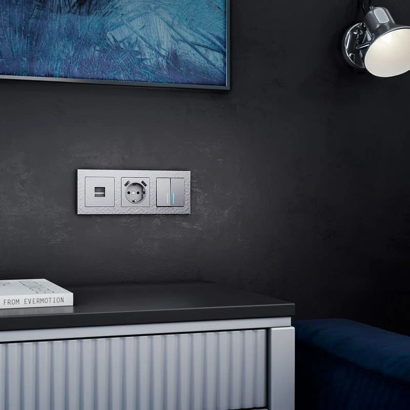 Розетка с заземлением, шторками и USB тип A+C (серебряный) Werkel - Фото 6