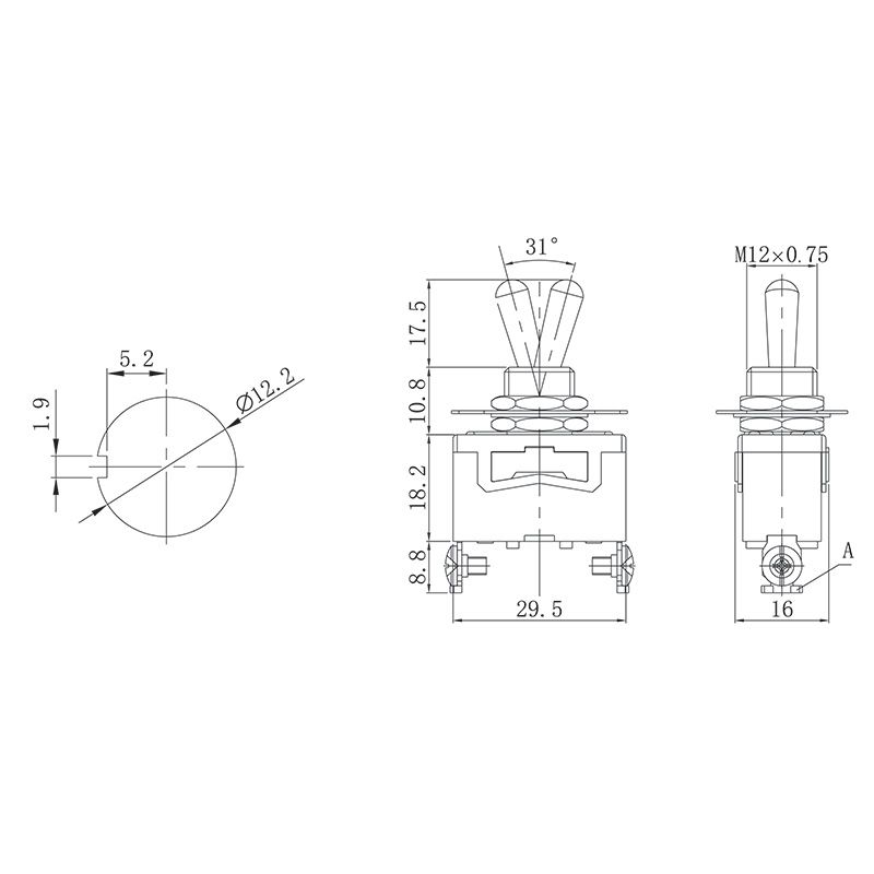 Тумблер 250V 15А (2c) ON-OFF однополюсный  (KN-101)  REXANT Индивидуальная упаковка 1 шт - Фото 2