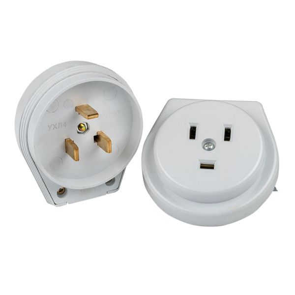 Разъем РШ-ВШ 32А 250В 2P+PE СУ пластиковый бел. EKF