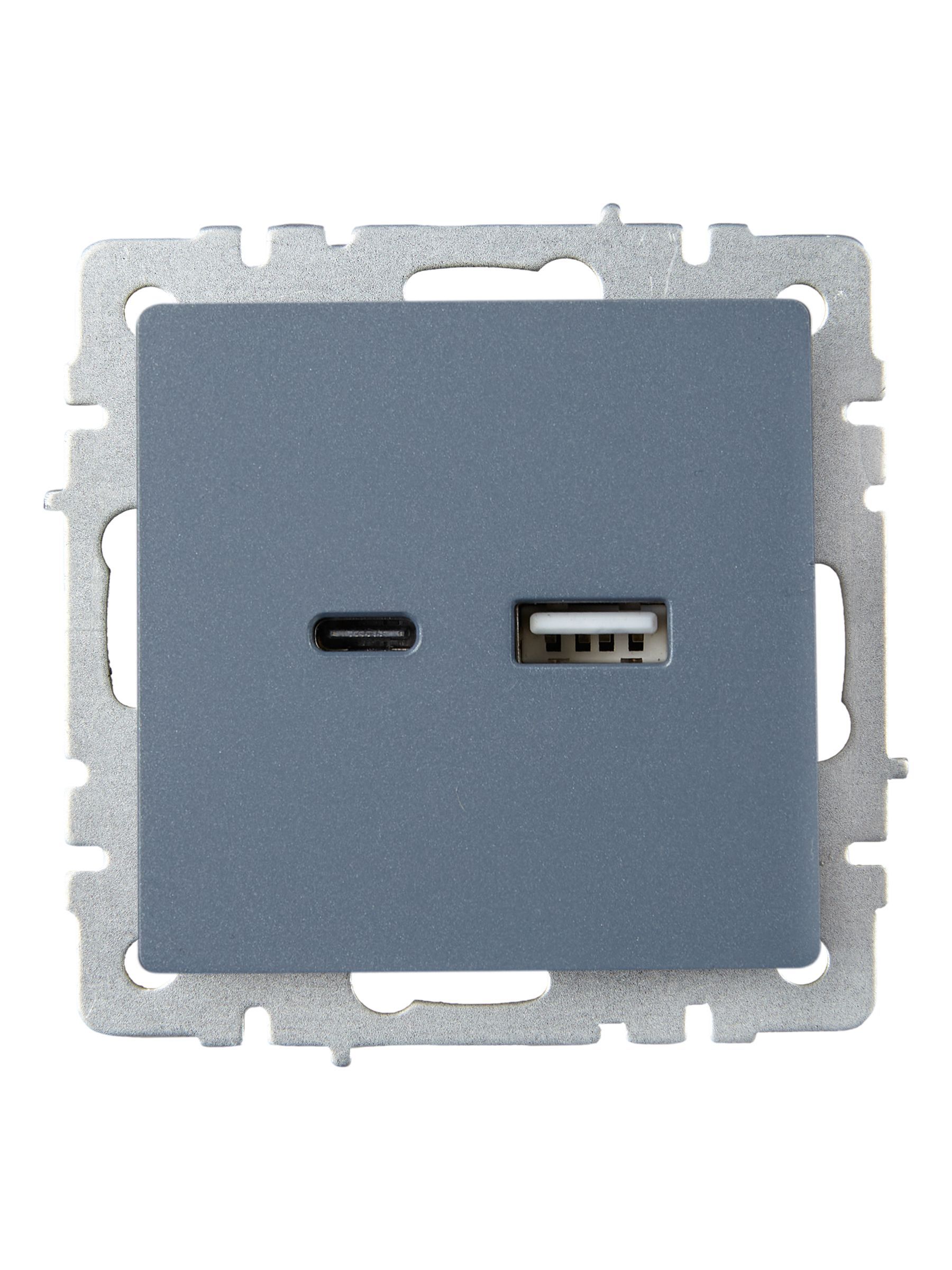 BRITE Розетка USB A+C 18Вт РЮ11-1-БрМ маренго IEK - Фото 2