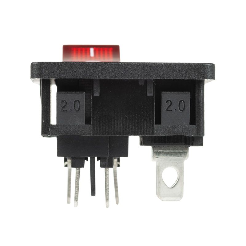 Выключатель клавишный 250 V 6 А (4с) ON-OFF красный с подсветкой и штекером C8 2PIN  REXANT - Фото 3